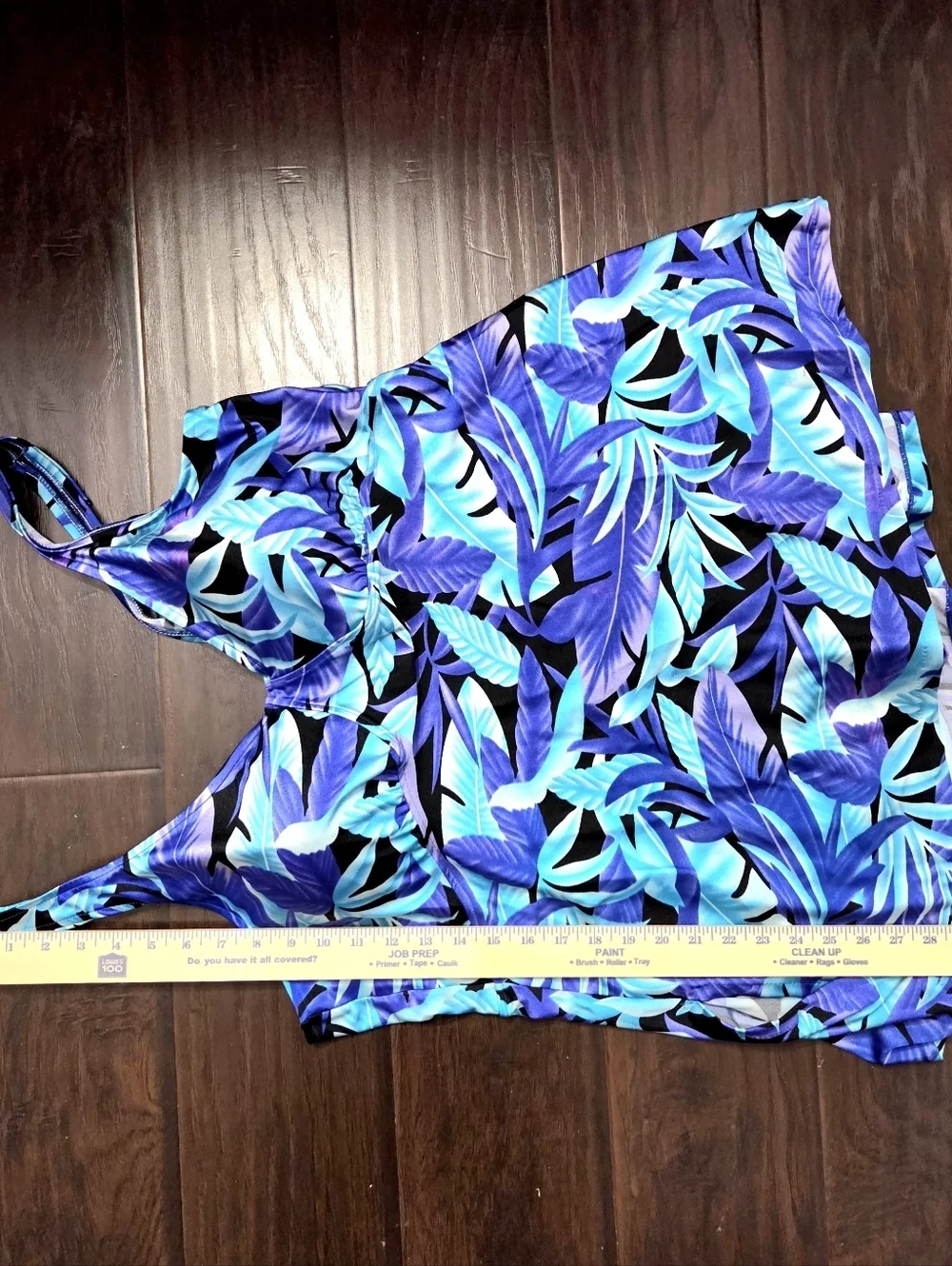 Maxine Of Hollywood Blue Tropical Leaf Print Swimsuit